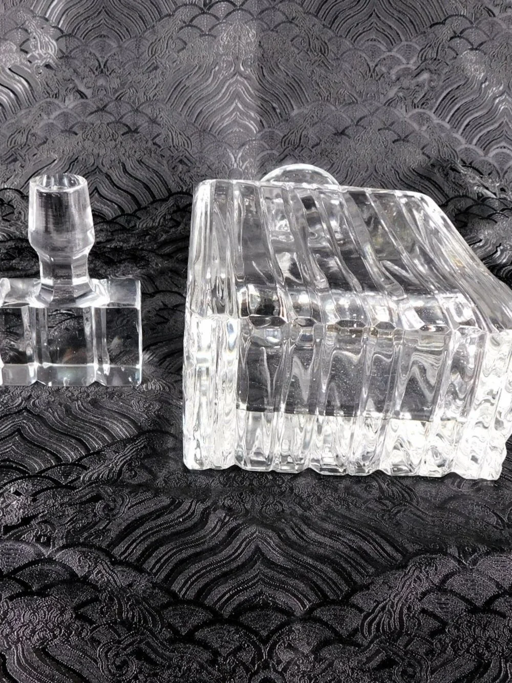 Royal Gallery Ridged Cut Crystal Rectangular Decanter # 27687